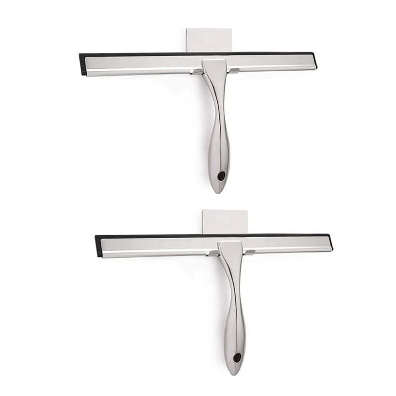 

2X All-Purpose Shower Squeegee For Shower Doors, Bathroom, Window And Car Glass - Stainless Steel, 10 Inches