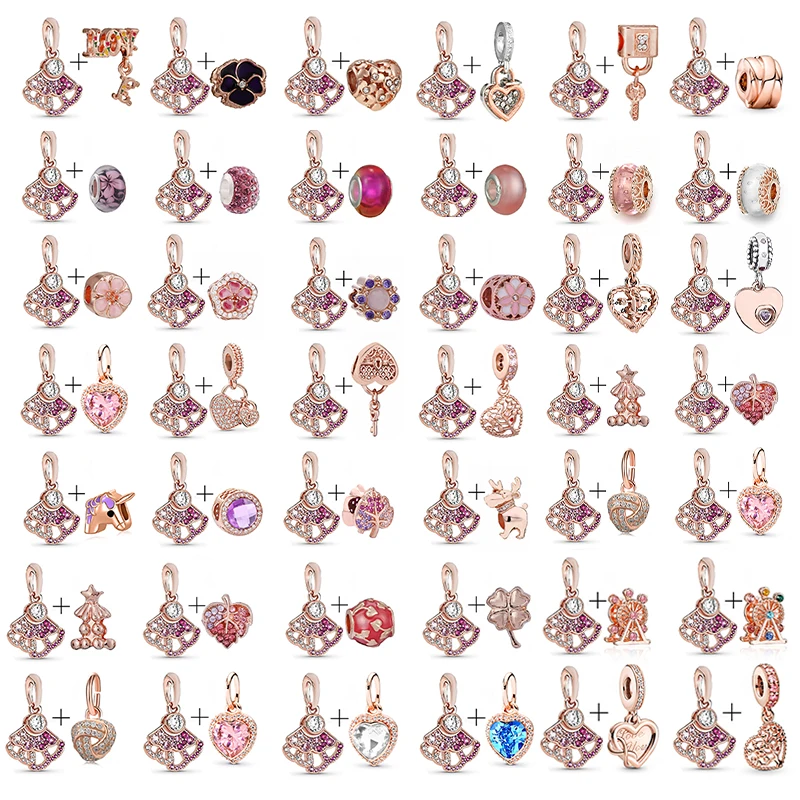 1 + 1 2 шт., подвеска для браслета из розового золота