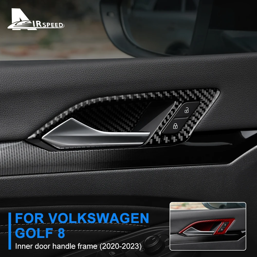 

8 шт. для Volkswagen VW Golf 8 MK8 Golf8 CD1 2020 2021 2022 2023 Настоящее углеродное волокно Автомобильная дверная ручка Чаша декор отделка Аксессуары