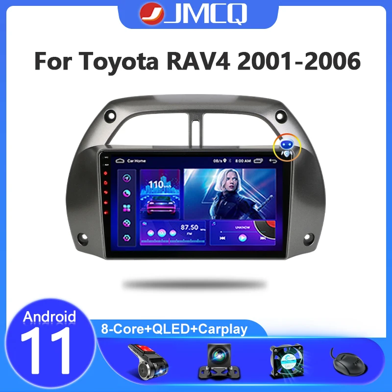 JMCQ 2 Din Android 11 Автомобильное радио для Toyota RAV4 Rav 4 2001 2002 2003 2004 2005 2006 Мультимедийный видеоплеер навигации Carplay.