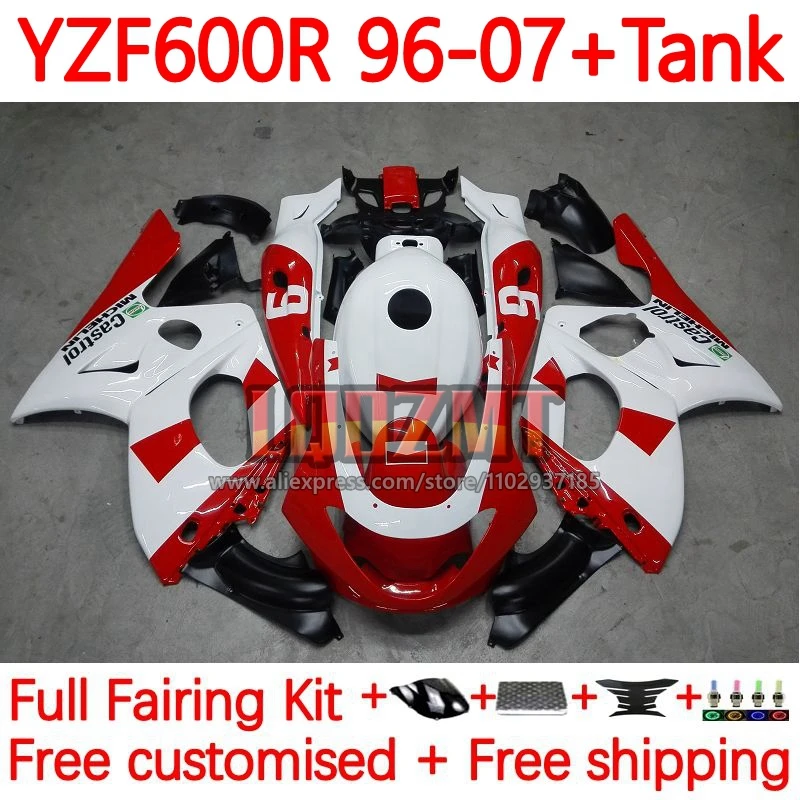 

Body For YAMAHA Red white YZF600R Thundercat 1996 1997 1998 1999 2000 2001 YZF 600R YZF-600R 02 03 04 05 06 07 Fairing 41No.7