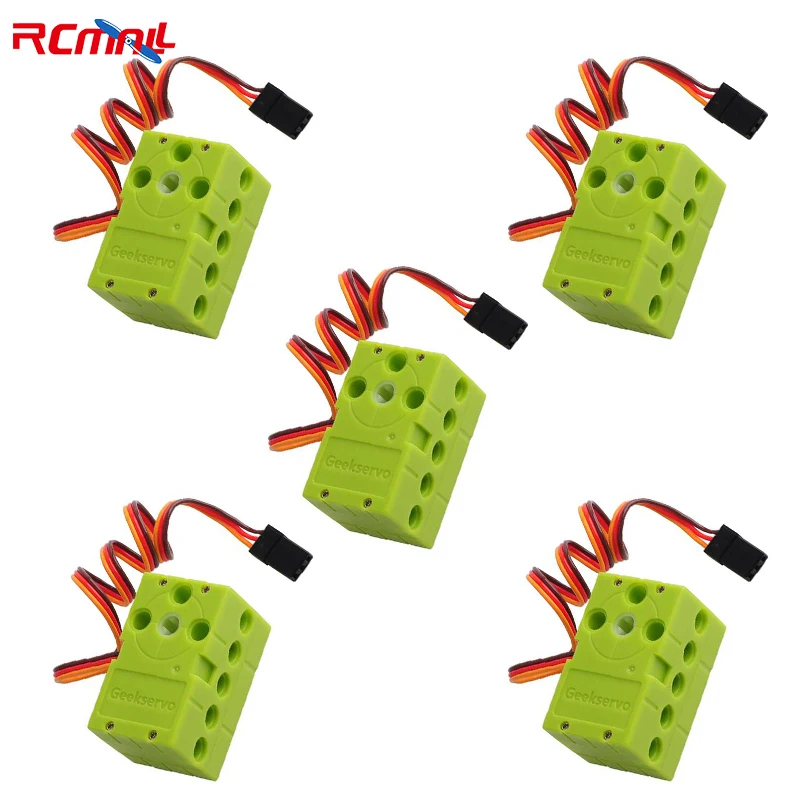 RCmall-Servo Geekservo de 5 piezas, engranaje de dirección giratorio continuo positivo y negativo de 360 ° para Legoeds Micro:bit Raspberry Pi
