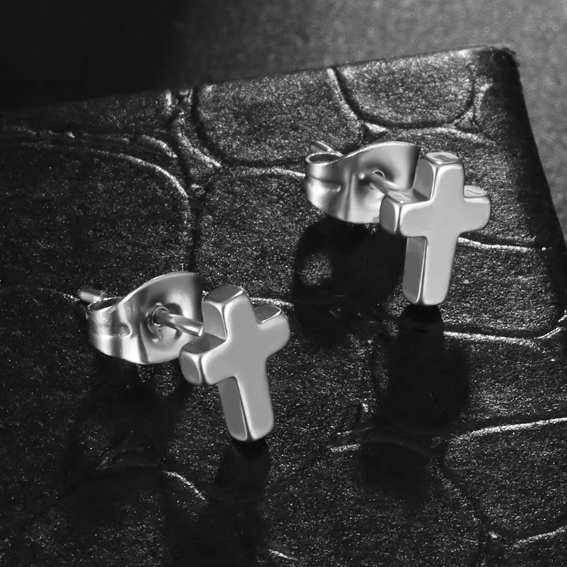 

Hypoallergenic Stainless Steel Cross Earrings Men and Women Classic Fashion Religious Cross Amulet Motorcycle Rider Jewelry Gift