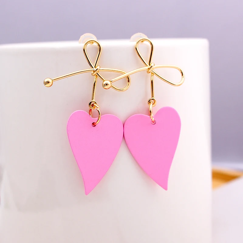 Модные висячие серьги с золотым бантом для женщин Подвесные геометрическим