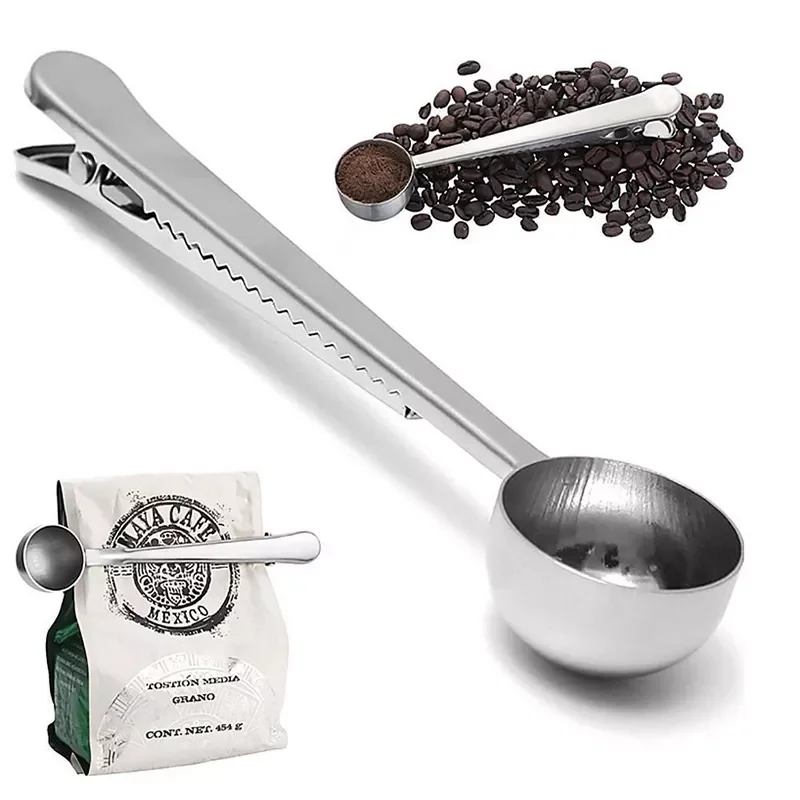 

304 Stainless Steel Ground Coffee Measuring Spoon/Scoop with Bag Clip