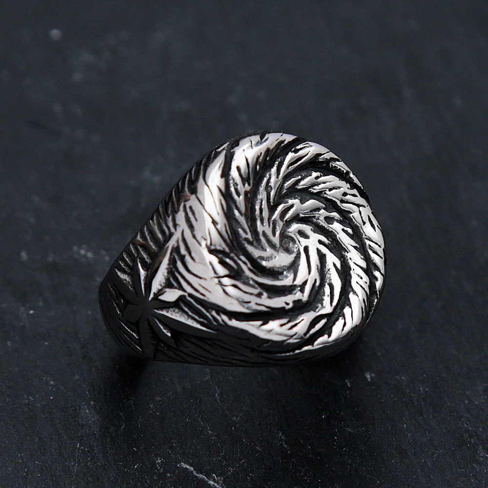 

Vintage Whirlpool Signet Rings For Men Punk Biker Stainless Steel Compass Ring Nordic Viking Amulet Jewelry Gift Wholesale