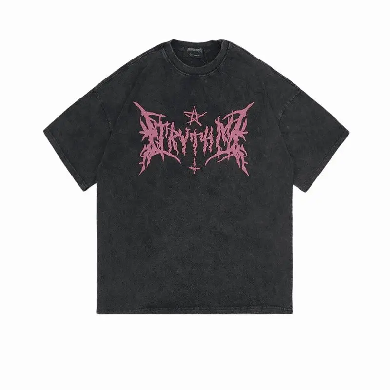 

Футболка женская с принтом в готическом стиле, хлопковая тенниска оверсайз в стиле хип-хоп, уличная одежда в стиле Харадзюку, Y2k