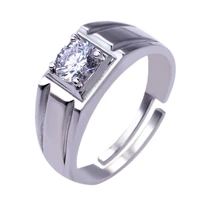 adjustable size tibetan silver s925 ring wedding band for men women size 18mm opening 2 0ct zirconia diamond rings jewelry
