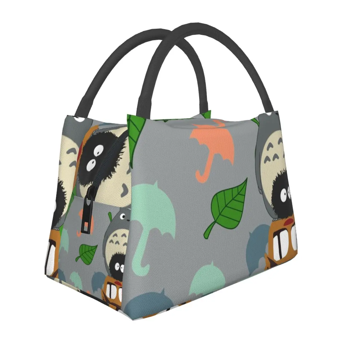 

Totem Totoro Lunch Bag Umbrella Leaves Print Lunch Box Vintage Picnic Cooler Bag Portable Insulated Waterproof Tote Food Bags