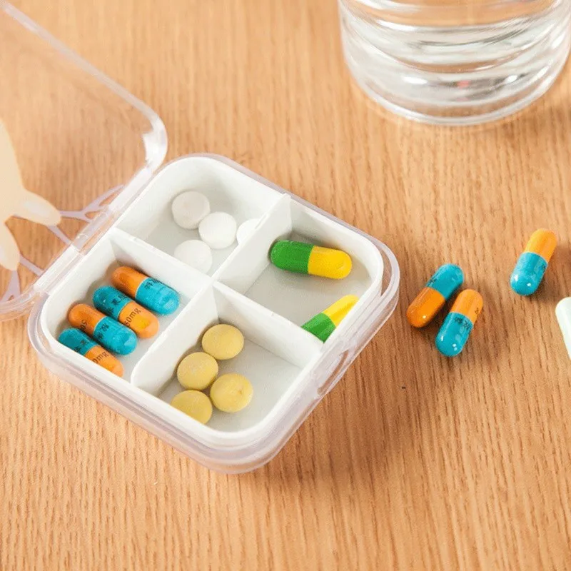 

Portable Mini Pill Box Transparent Storage Box With Cute Animal Pattern Pill Case Multi-grid Separately Loaded