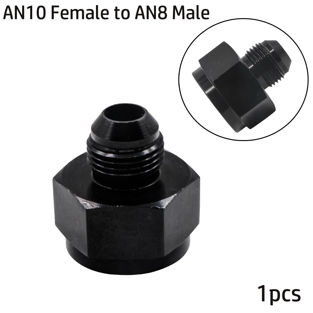 

1/2Pc 10 AN Female To 8 AN Male Flare Fitting Reducer Adapter 10AN To 8AN Black AN10 Female To AN8 Male Fitting