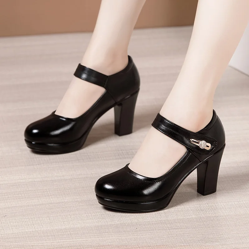Plus Size 32-43 White Wedding Shoes Women Pumps 2022 Summer Fall Buckle High Heels SHoes Ladies Platform Pump Block Heel Sapatos