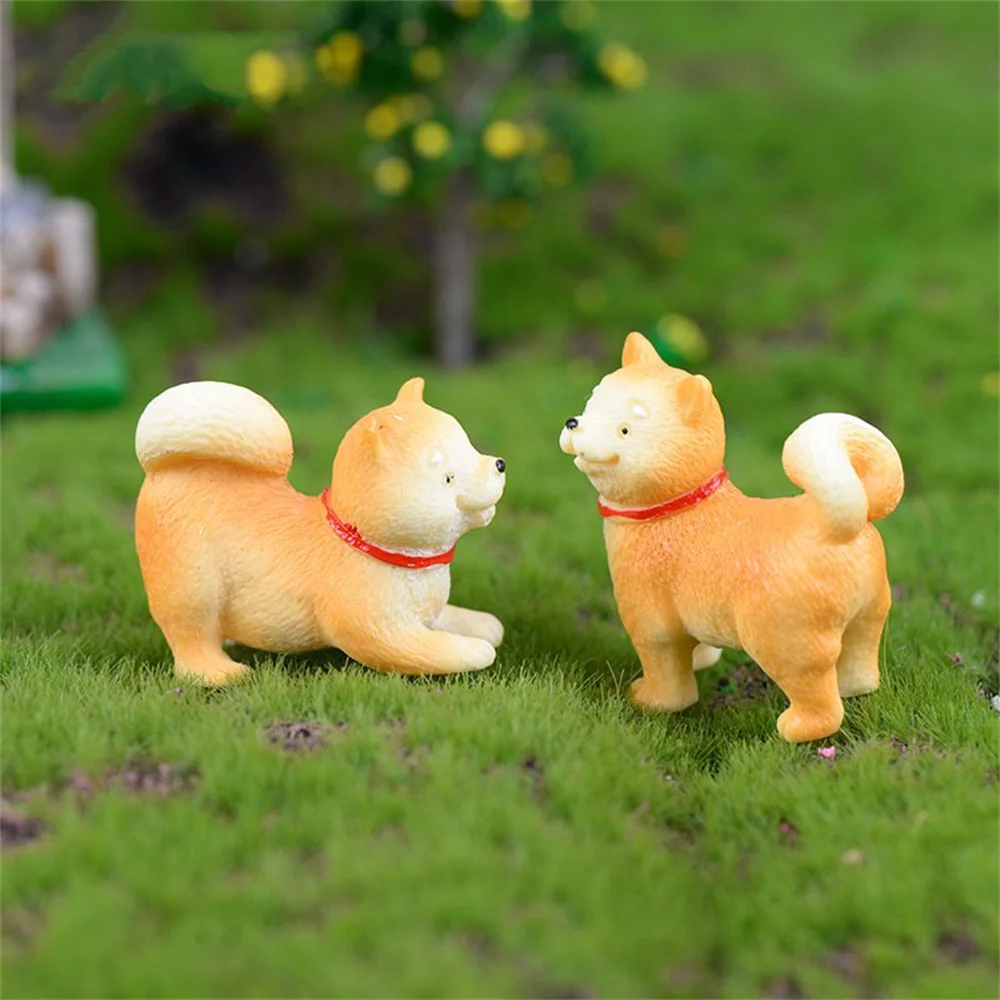 

5pcs/set Mini Akita Dog Figurines Micro Landscape DIY Resin Miniatures Yellow Puppy Garden Bonsai Ornaments Home Desk Decor