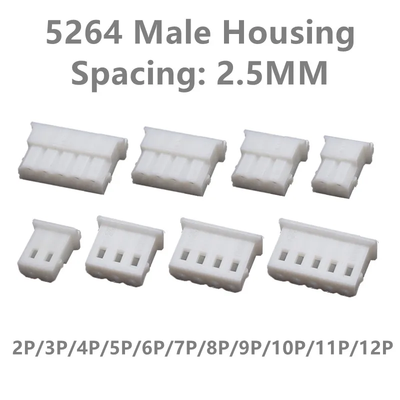 

10PCS 50PCS lot 2.5MM 5264 Female Housing Connector 2.5mm Pitch 2P 3P 4P 5P 6P 7P 8P 9P 10P 11P 12P Plastic Shell DIY Crimps