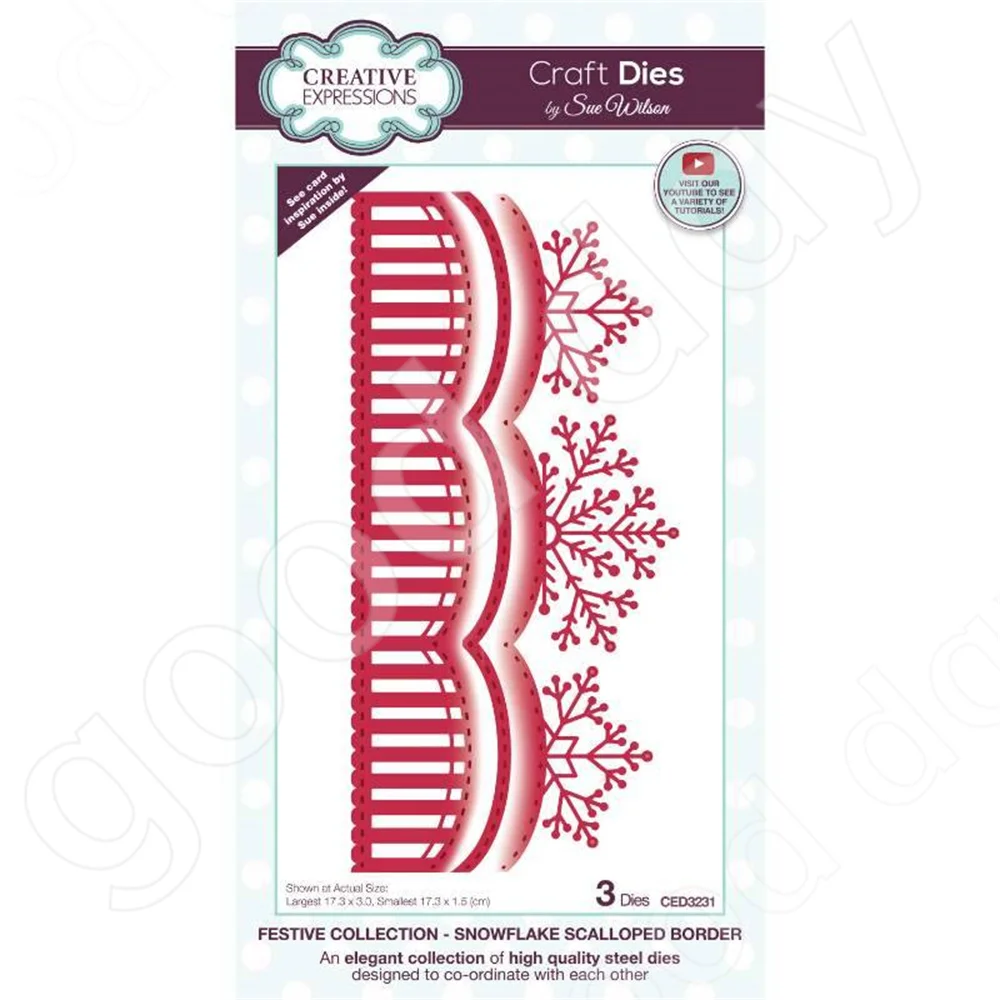 

2022 New Christmas Arrival Snowflake Scalloped Border Craft Metal Dies Scrapbook Diary Decoration Embossing Template Handmade