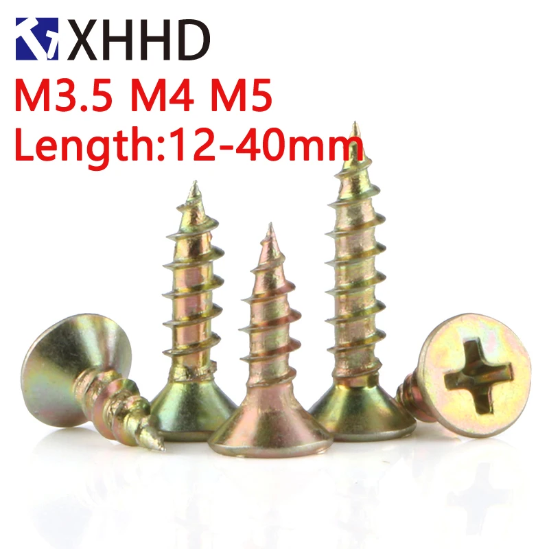 

M3.5 M4 M5 Phillips Flat Head Cross Recessed Self-Tapping Screw Metric Threaded Countersunk Fiber Nail Drywall Wood Screw Bolt