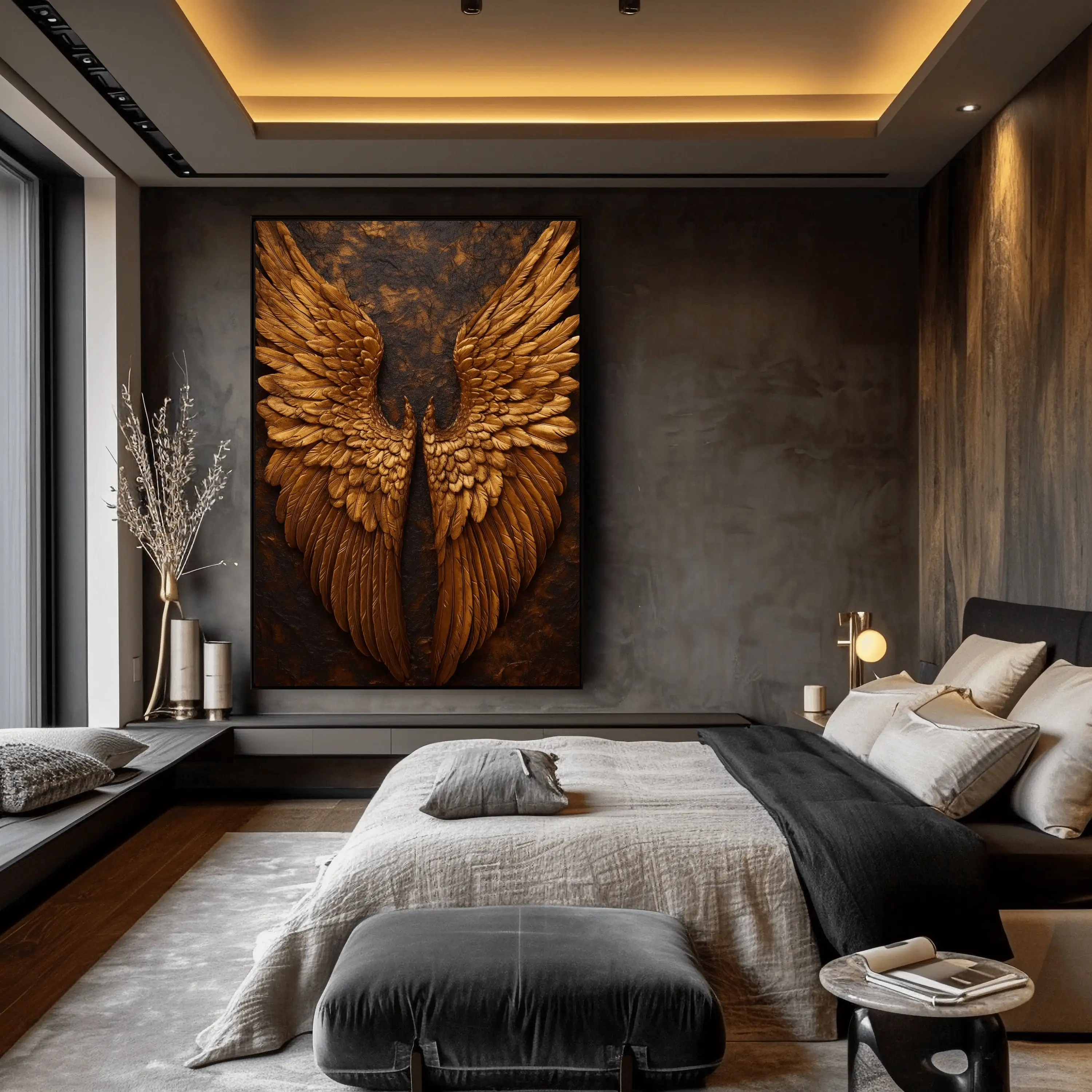 Абстрактные золотые крылья ангела картина на холсте