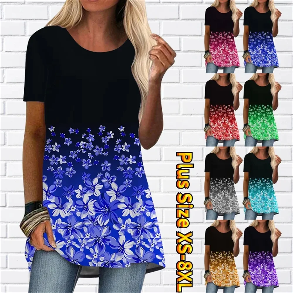 

Elegant Women's Short-Sleeved Top Crewneck Pullover Summer Fashion Everyday Street Retro Loose Abstract 3D Print T-shirt
