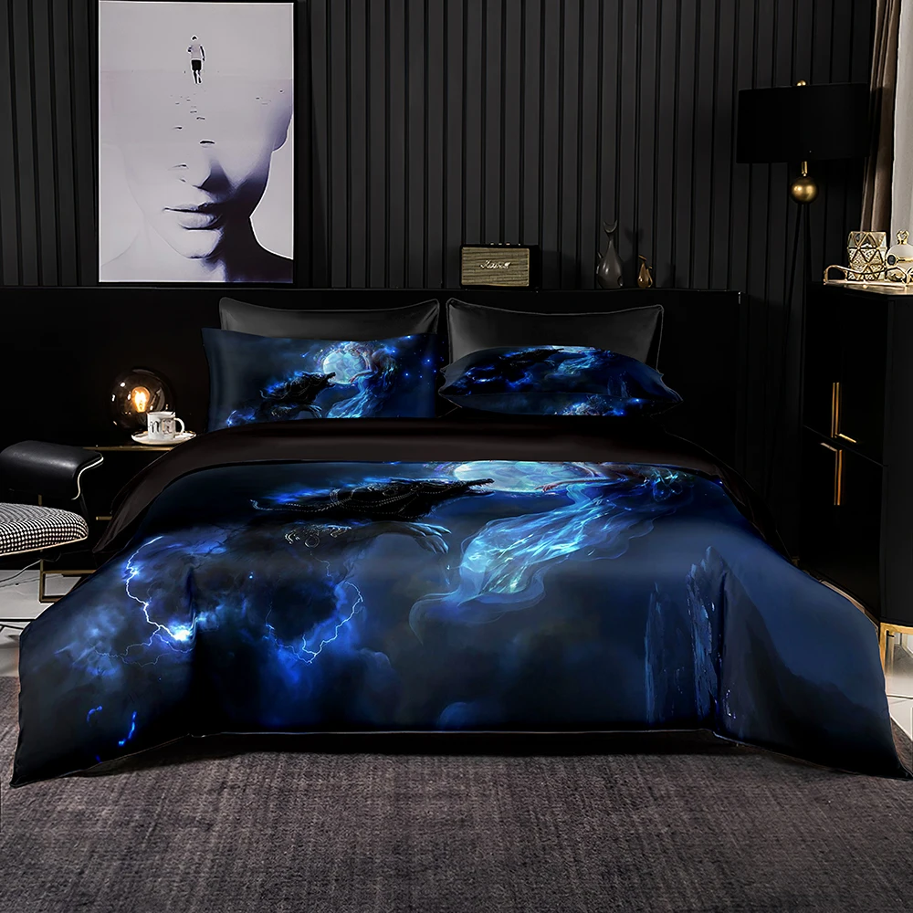 Комплект постельного белья из искусственного сатина с пододеяльником размер