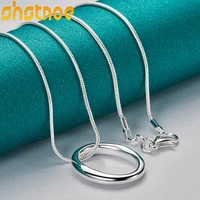 925 sterling silver 16 30 inch chain oval o circle pendant necklace for man women engagement wedding fashion charm jewelry