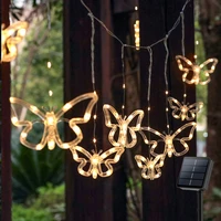 solar led lights garden decoration outdoor butterfly fairy lights patio solar power string curtain lights firefly twinkle lights