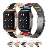 luxury resin watch strap for apple watch 44mm 42mm 42mm 38mm 4145mm band for iwatch series 6 7 4 se 5 stainless steel bracelet