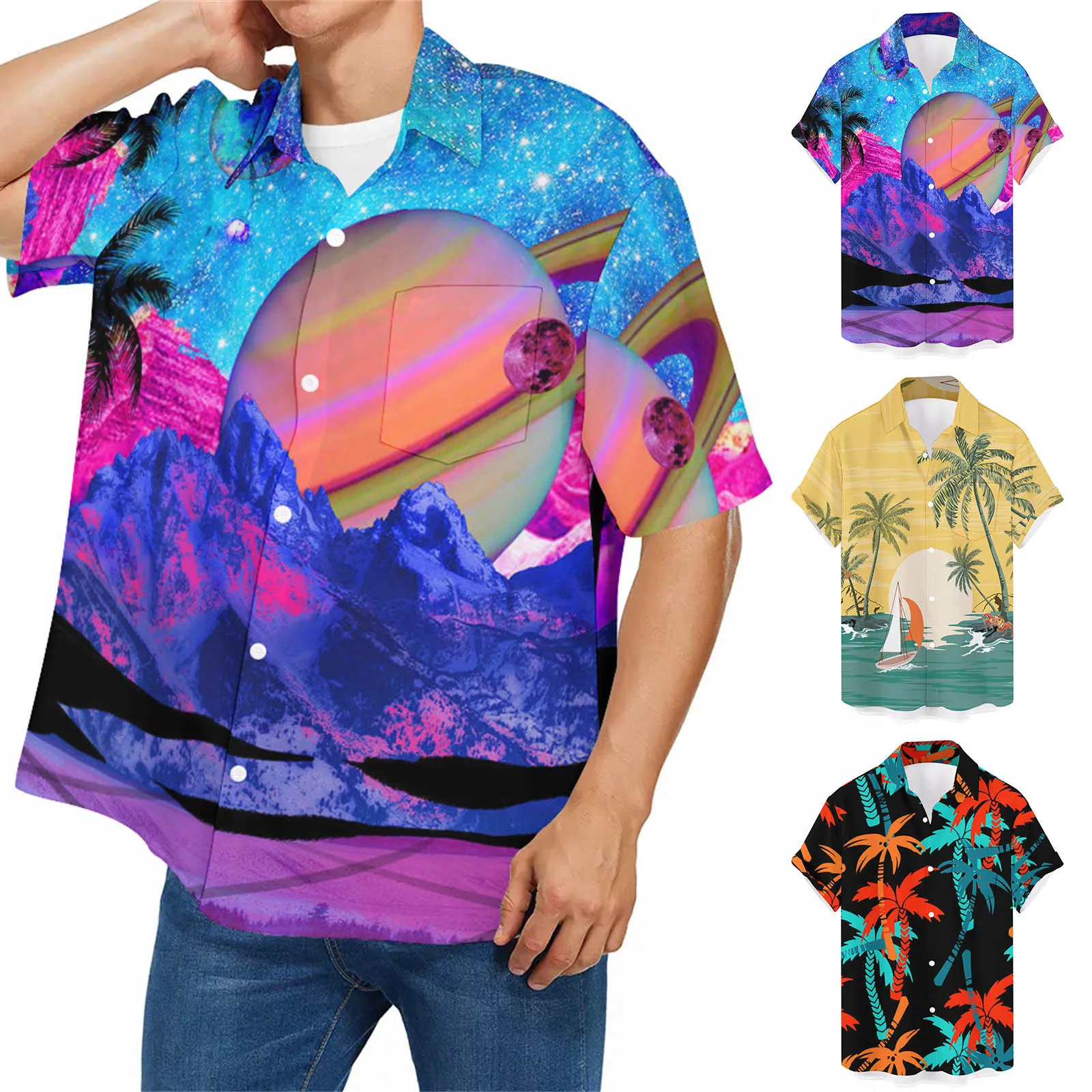 

Футболка мужская с отложным воротником, уличная Модная Повседневная рубашка с коротким рукавом, топ с принтом, блузки с коротким рукавом, весна-лето