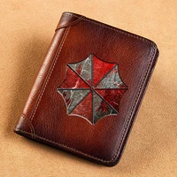high quality genuine leather men wallets umbrella corporation symbol short card holder purse luxury brand male wallet