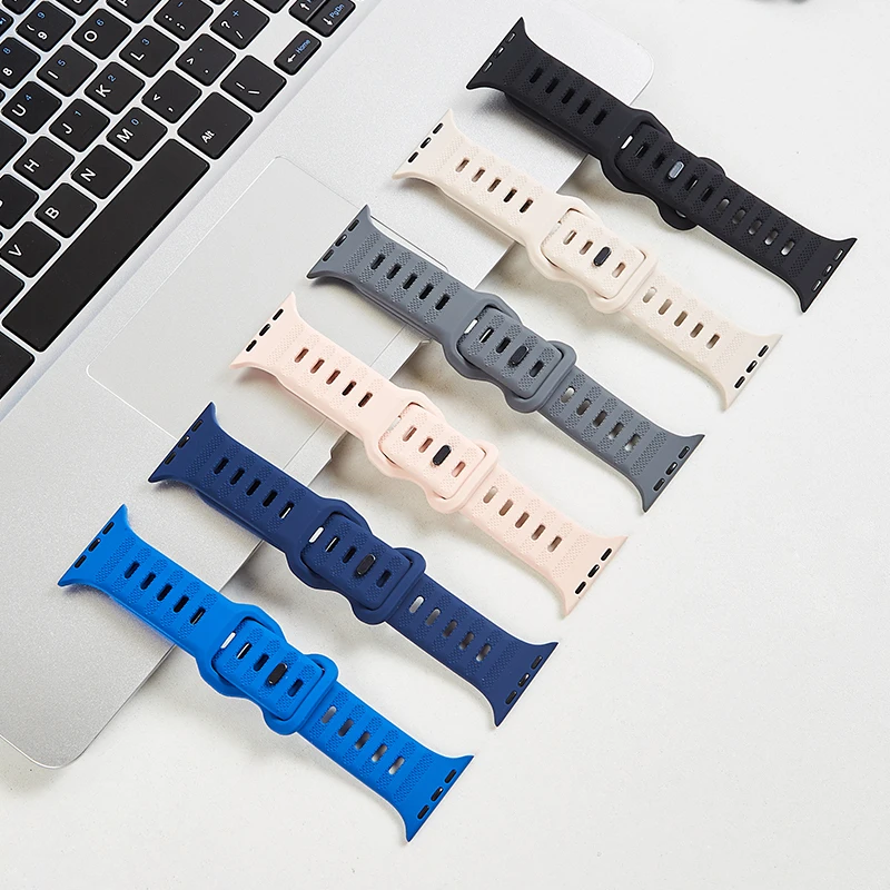 

strap for apple watch band 44mm 45mm 42mm 40mm 41mm 38mm Sport Rubber bracelet belt for iwatch Series 8 7 se 6 5 4 ultra 49mm