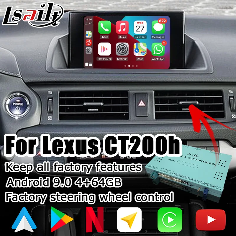 Android/беспроводной интерфейс CP AA для Lexus CT200h CT 2014-2019 и т. д. видеоинтерфейс waze от Lsailt -