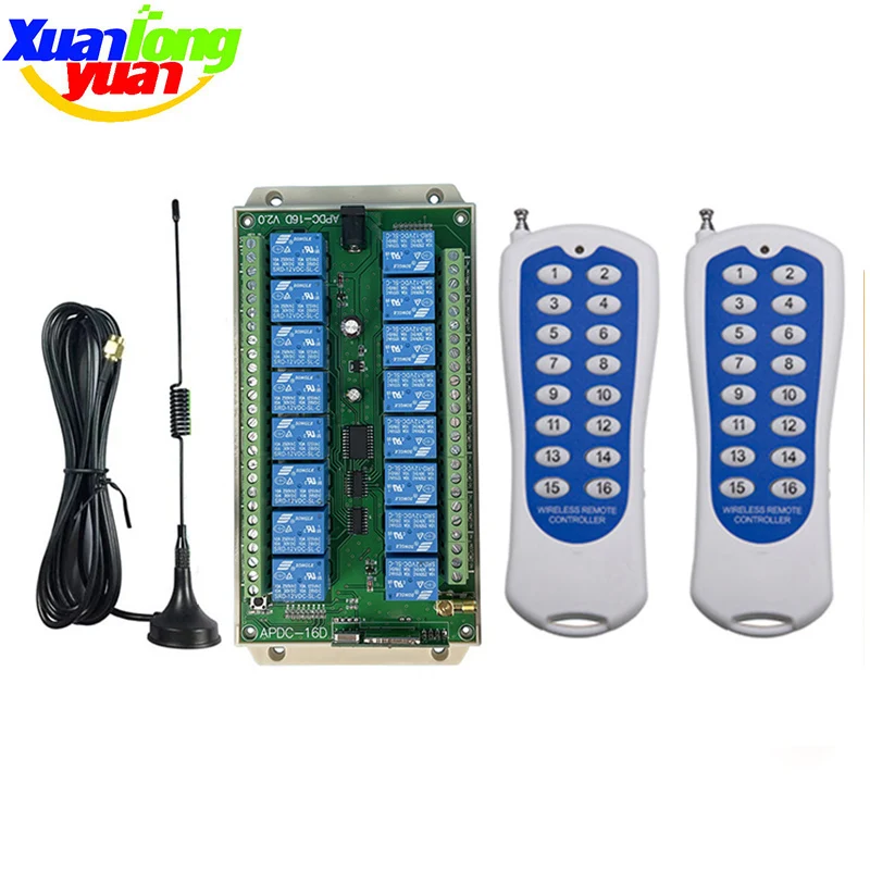 433 МГц DC12V 24V16CH RF беспроводной пульт дистанционного управления радиоприемник с 1000