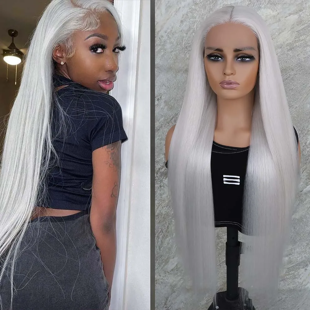 Apolaurel платиновый белый синтетический парик со шнуровкой женский с прямыми