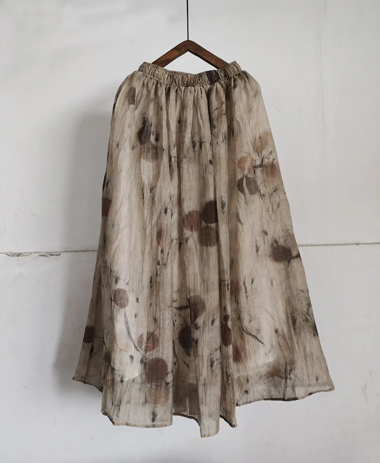 Юбка-миди женская с принтом в виде цветных растений