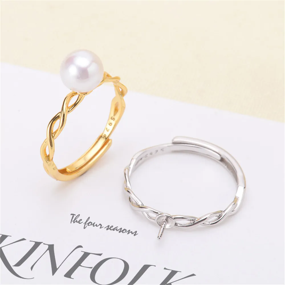 

Classic Rings Resizable Design Rings Base 18K Gold-Plating Pearl Rings Settings Women DIY Pearl Rings Accessory No Pearl