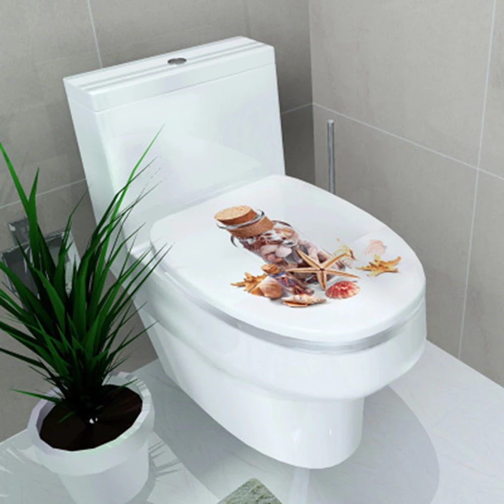 1PC Sticker WC Pedestal Pan Cover Toilet Stool Commode Home Decor Bathroom 3D Printed Flower View 32*39cm | Дом и сад