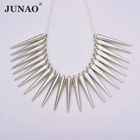 junao 100pcs 535mm silver gold color large sewing plastic spikes studs punk rivet decoration for leather clothes bags shoes