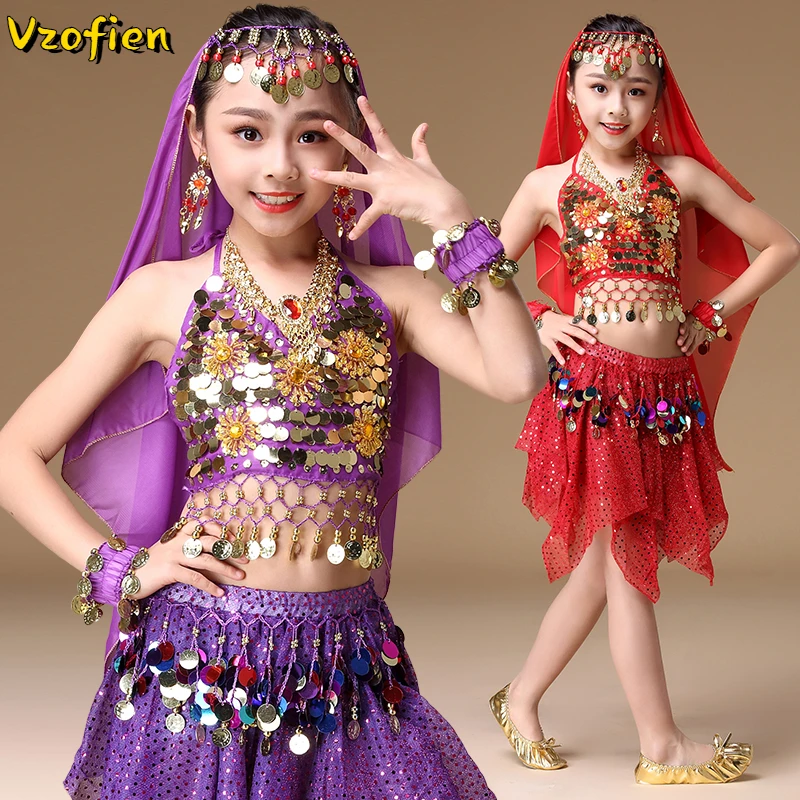 

Kids India Belly Dance Clothes Girls Bollywood Dancing Dress Girls Oriental Dance Costumes Performance Egypt Belly Dance Wear