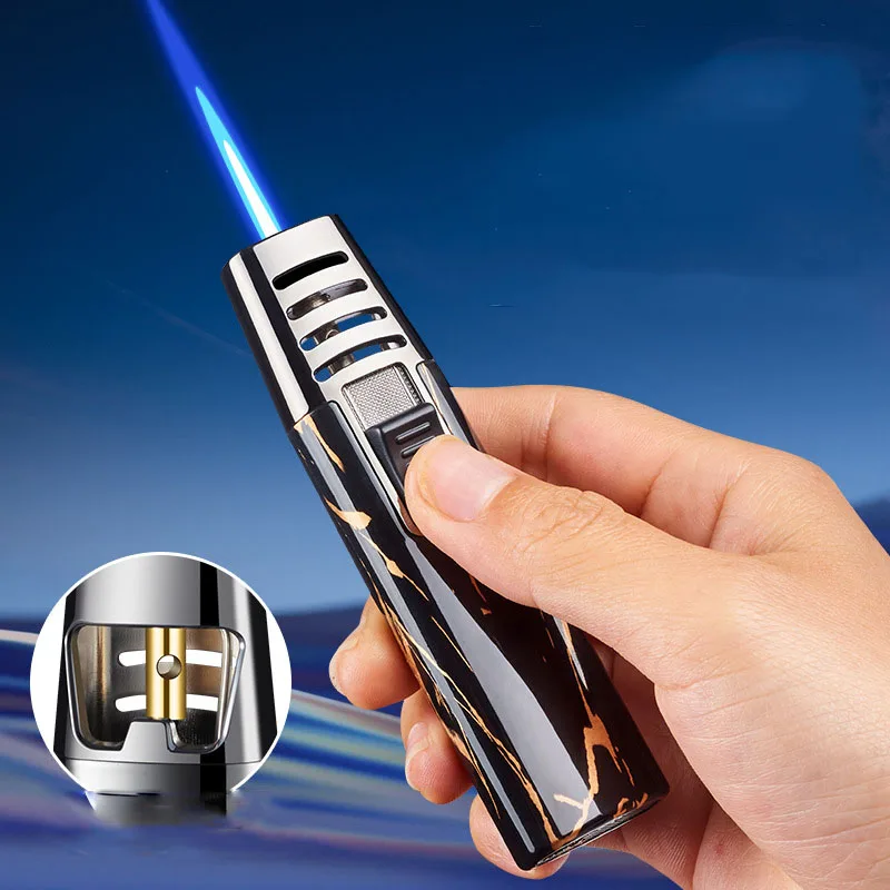 New Portable Blue Flame Spray Gun Cigar Windproof Lighter Mini Butane Gas Lighter Men's Gift Bottom Opener Design