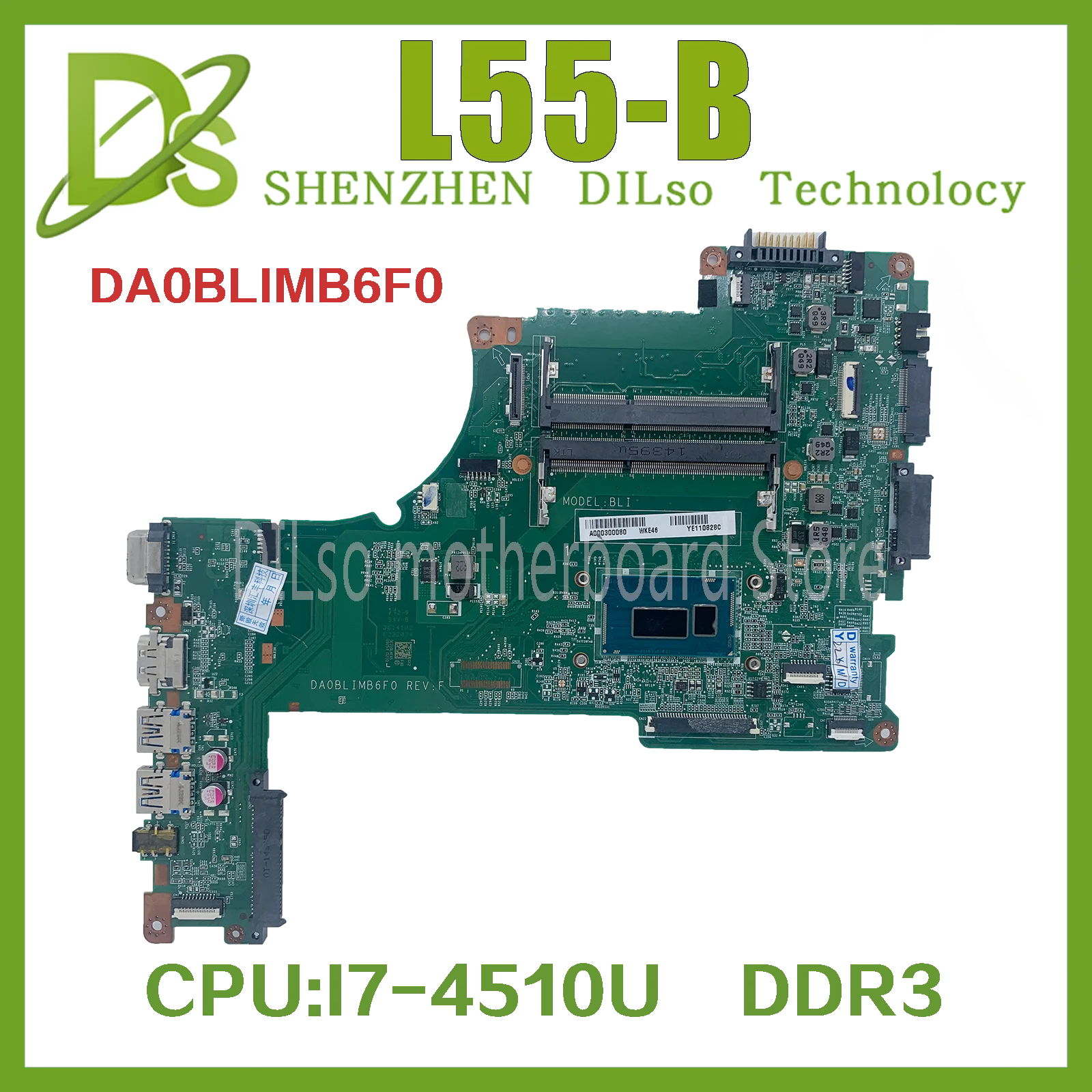 

KEFU DA0BLIMB6F0 Mainboard For Toshiba Satellite S50 S55 S50T-B S50-B S55-B L55-B Laptop Motherboard With I7-4510U CPU 100% Test