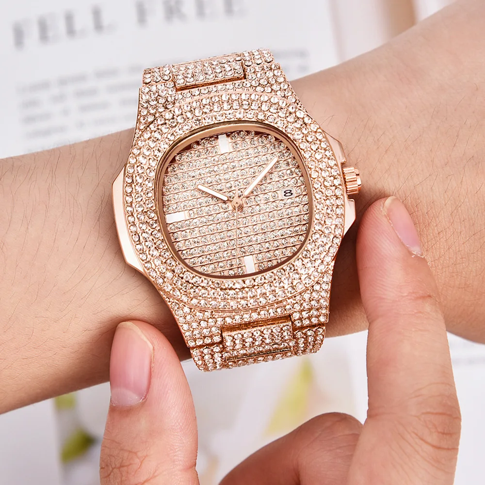 

TOPGRILLZ Brand Iced Watch Quartz Gold Color HIP HOP Watches With Micropave CZ Stainless Steel Watch Clock relogio2023