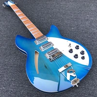 360 12 string electric guitarmini humbucker pickupshave two outputtransparent blue paint
