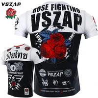 fighting rose tech t shirt fast dry fabric jiu jitsu rashguard short sleeve muay thai jerseys men women boxing training shirts
