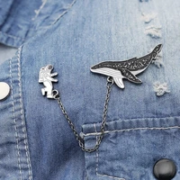 cartoon brooch fashion fish badges astronaut dolphin shark whale origami crane enamel pins denim bag marine animal jewelry women