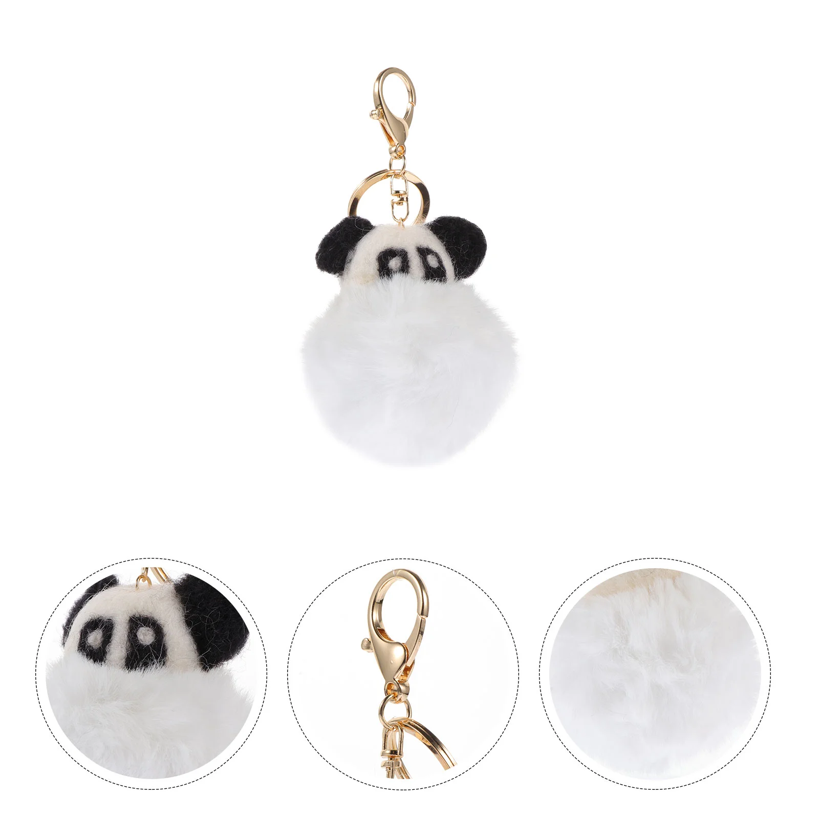 

Cartoon Panda Shape Doll Pendant Fluffy Key Ring Pendant Bag Hanging Decoration