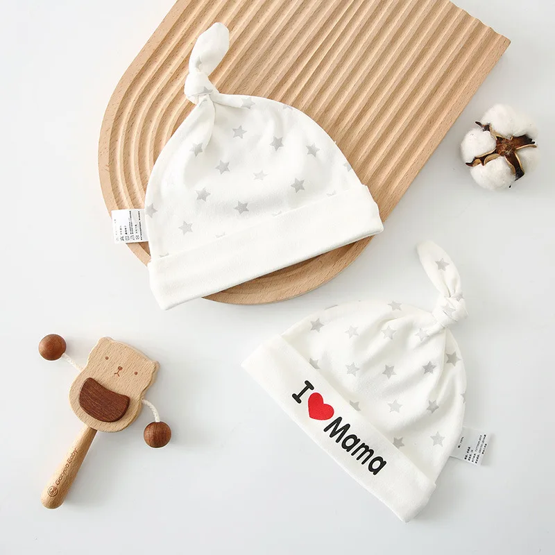2 шт./Лот Детские шапки 100% хлопок мягкая шапка для новорожденных I Love Papa And Mama 0-6