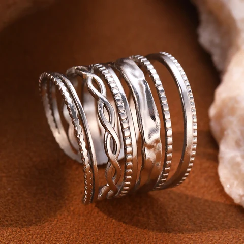 DOTIFI Винтажные геометрические кольца из нержавеющей стали