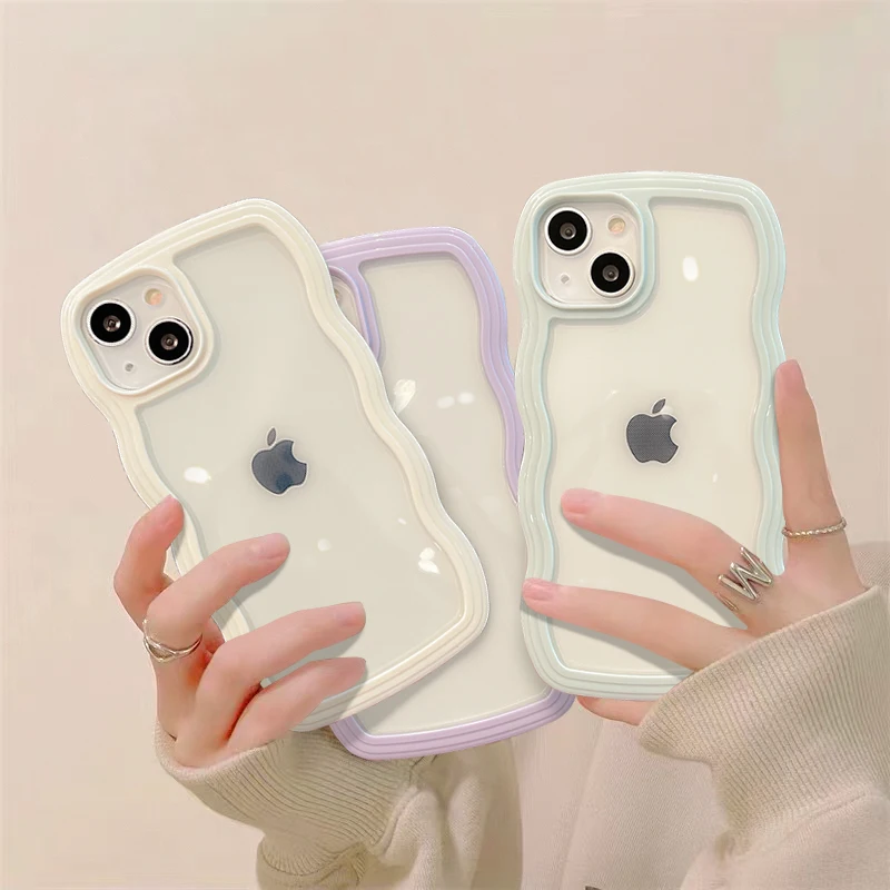Модный милый чехол для телефона с волнистой рамкой ярких цветов INS iPhone 11 12 13 Pro Max X