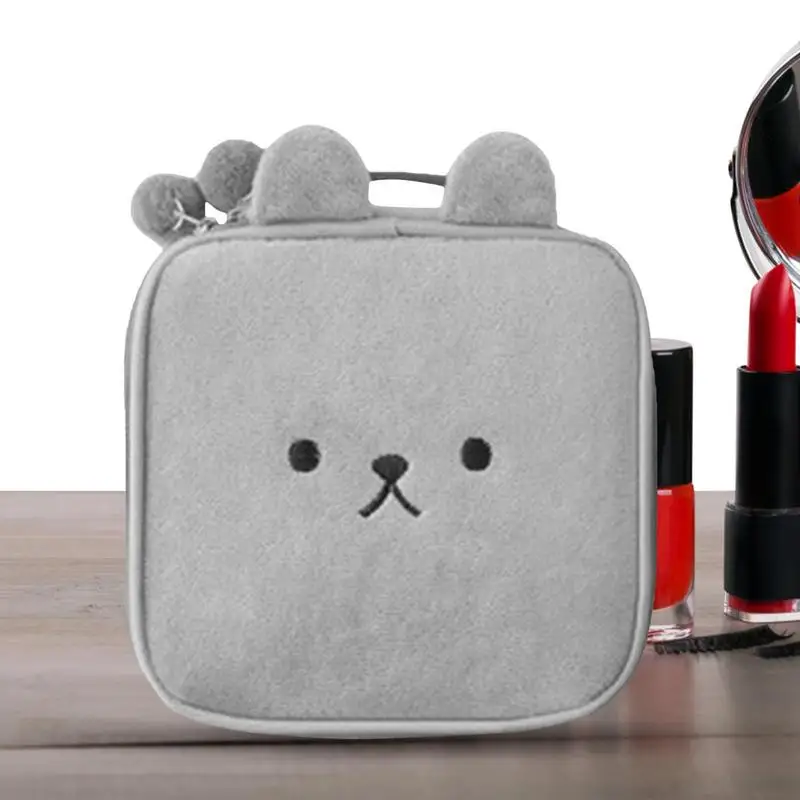 

Дорожная косметичка в форме кролика с вышивкой, маленькая сумочка для кистей для макияжа, дорожный органайзер для карандашей