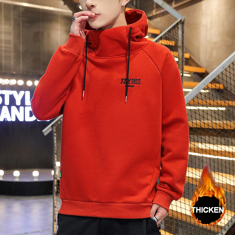 

Толстовка мужская с воротником, модная одежда, повседневная однотонная кофта, свитшот с высоким воротником, уличная одежда, осень-зима 25