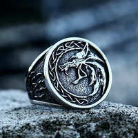 gothic punk mens stainless steel wild hunter wolf head ring vintage odin norse viking celtic knot ring retro amult jewelry gift